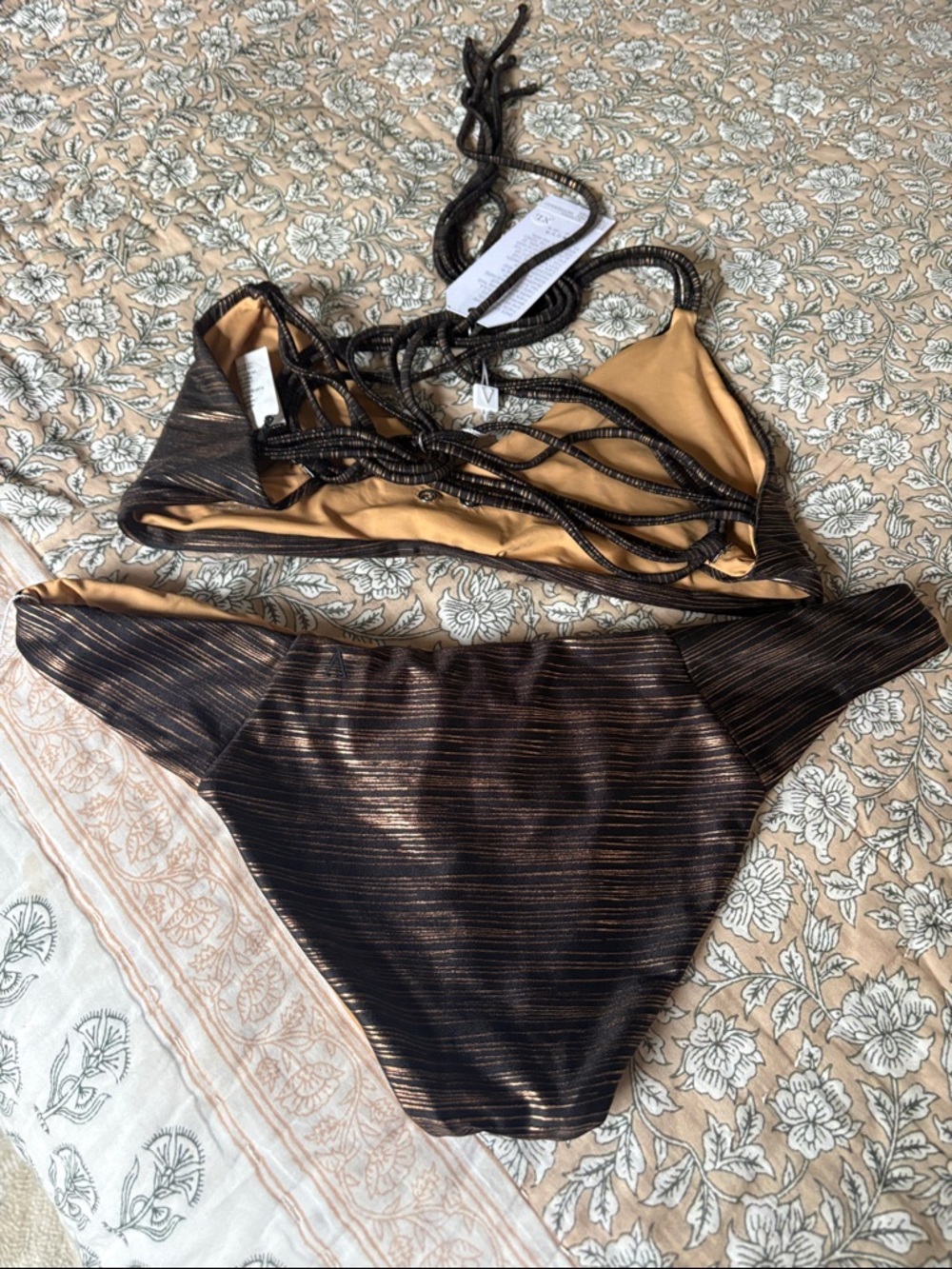 Boys + Arrows Metallic Black Bikini with Gold Lining - Picture 4 of 4